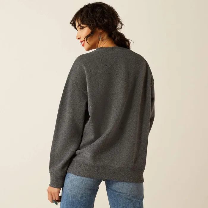 Women Sweatshirts and Hoodies Ariat Oversized Crew Sweatshirt Heather Charcoal