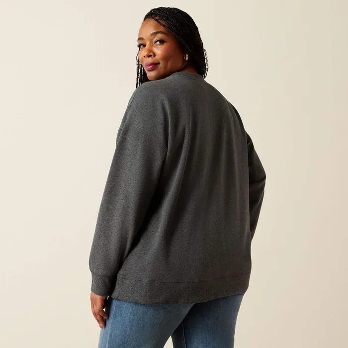 Women Sweatshirts and Hoodies Ariat Oversized Crew Sweatshirt Heather Charcoal