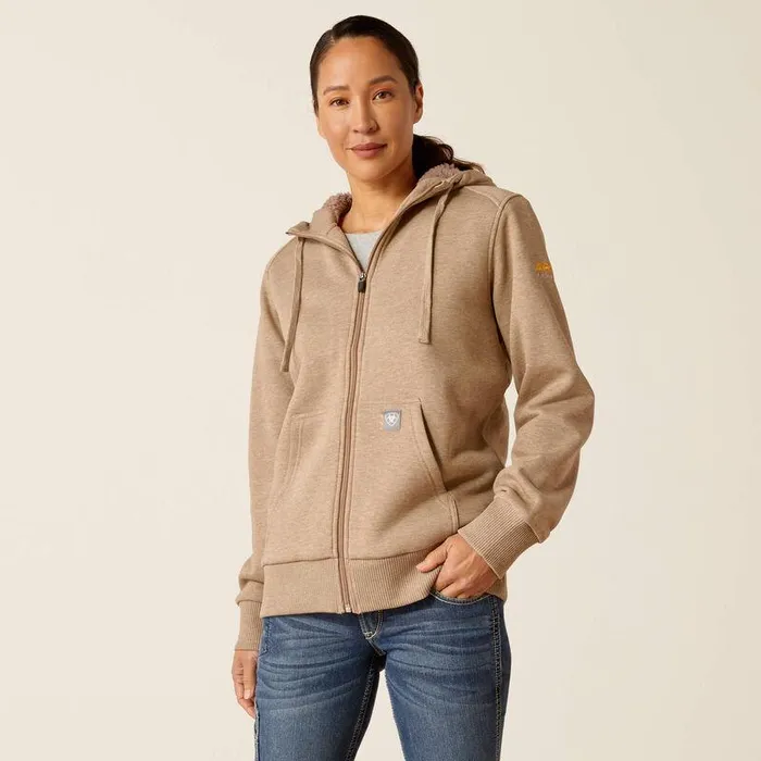 Women Sweatshirts and Hoodies Ariat Rebar AllWeather Sherpa Full Zip Hoodie Oatmeal Heather