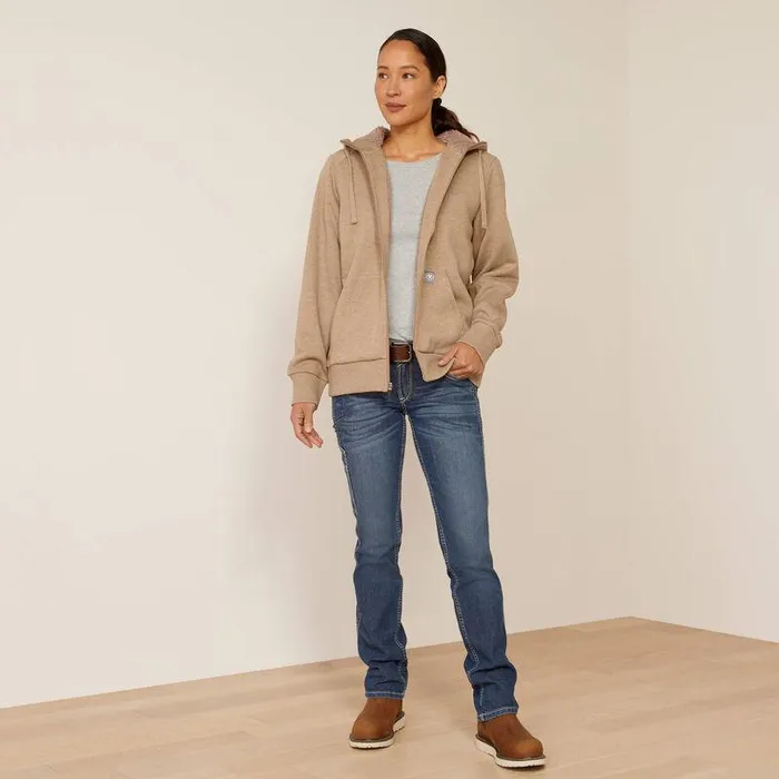 Women Sweatshirts and Hoodies Ariat Rebar AllWeather Sherpa Full Zip Hoodie Oatmeal Heather