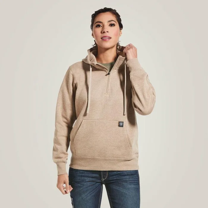 Women Sweatshirts and Hoodies Ariat Rebar Skill Set 12 Zip Hoodie Dark Oatmeal Heather