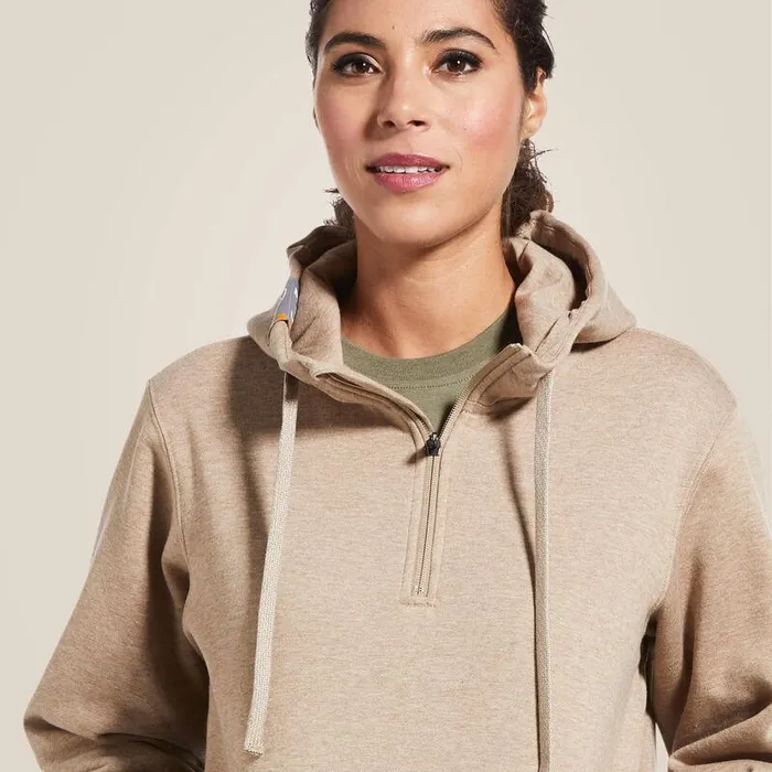 Women Sweatshirts and Hoodies Ariat Rebar Skill Set 12 Zip Hoodie Dark Oatmeal Heather