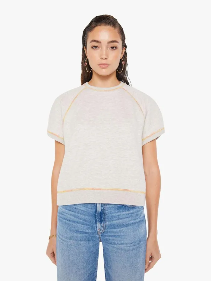 Women Sweatshirts Mother Denim The Short Sleeve Concert Tuck Beige light
