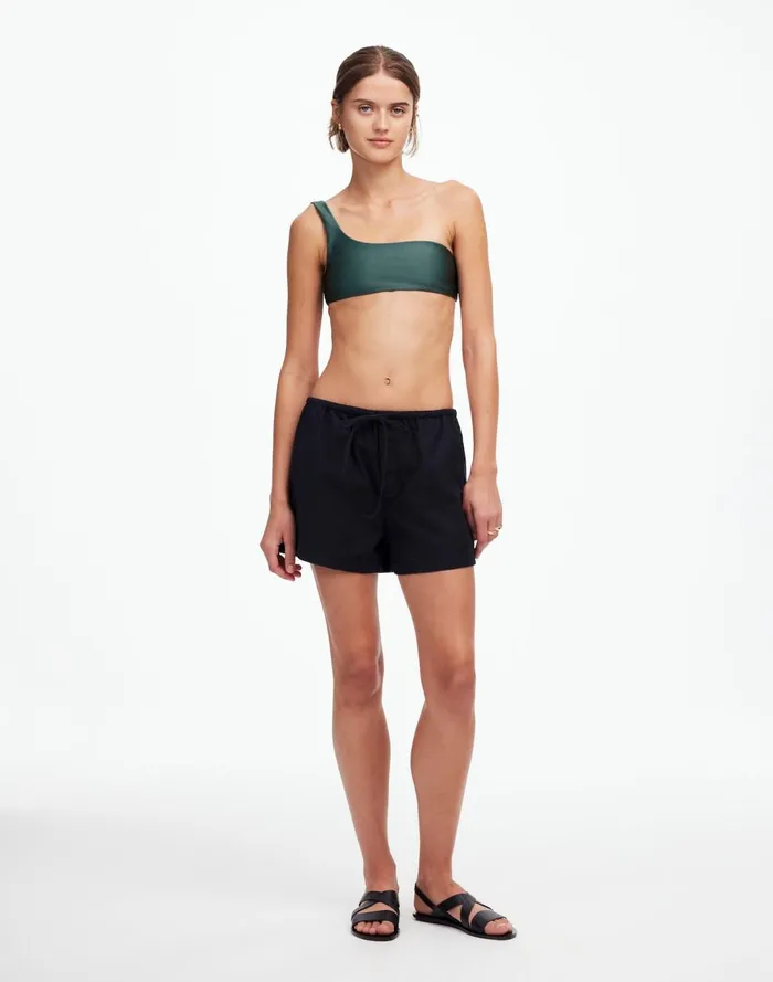 Women Swim Madewell Jade Swim Eliza OneShoulder Bikini Top Hunter Sheen