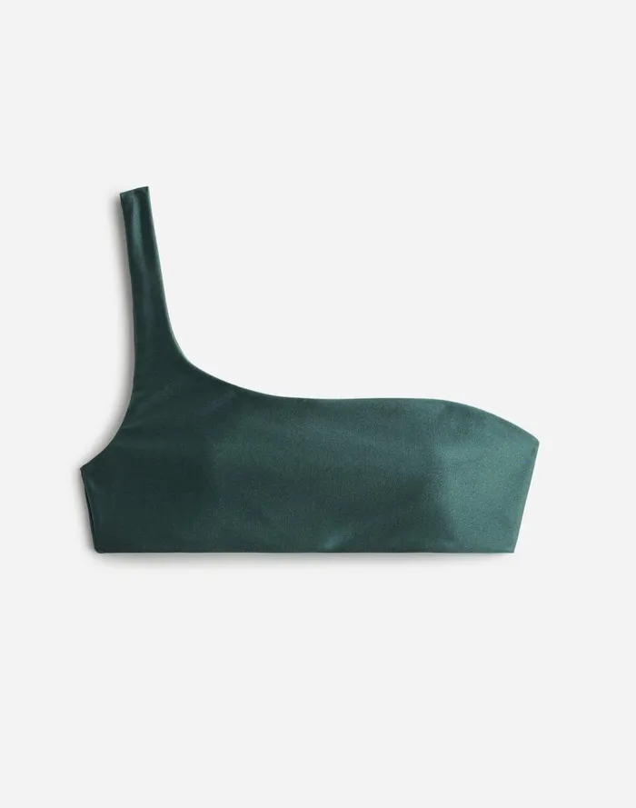 Women Swim Madewell Jade Swim Eliza OneShoulder Bikini Top Hunter Sheen