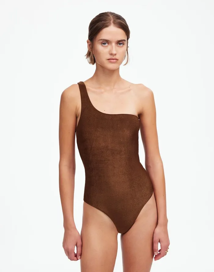 Women Swim Madewell Jade Swim Evolve OnePiece Swimsuit Espresso