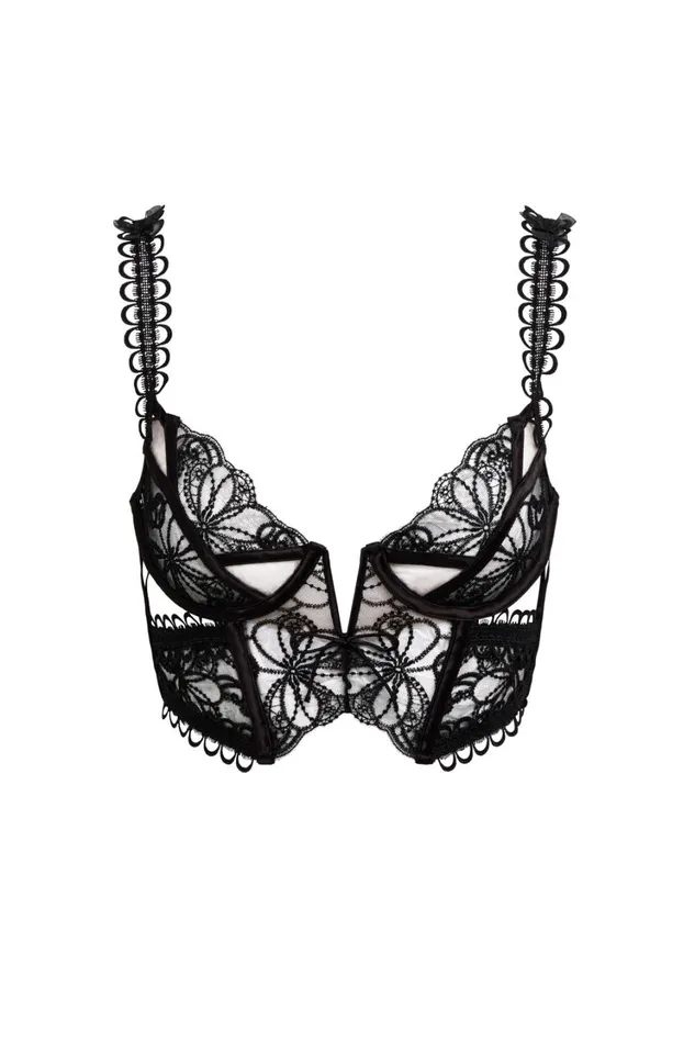 Women Swirly Floral Embroidered Bustier Black For Love and Lemons Lingerie Women Swirly Floral Embroidered Bustier Black For Love and Lemons Lingerie