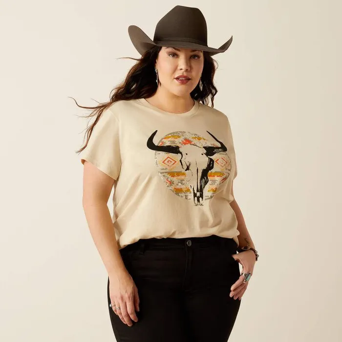 Women TShirts and Tops Ariat Ariat Longhorn Watercolor TShirt Natural Women TShirts and Tops Ariat Ariat Longhorn Watercolor TShirt Natural