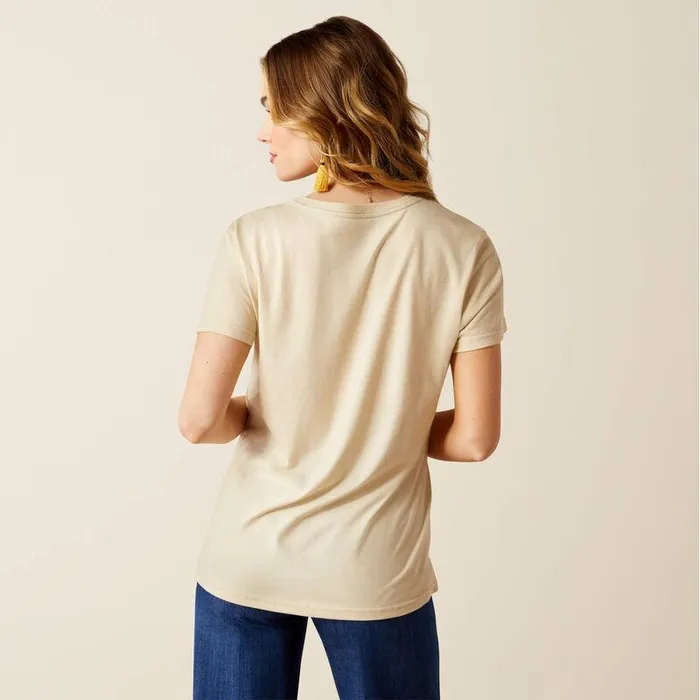 Women TShirts and Tops Ariat Ariat Longhorn Watercolor TShirt Natural Women TShirts and Tops Ariat Ariat Longhorn Watercolor TShirt Natural
