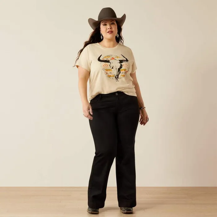 Women TShirts and Tops Ariat Ariat Longhorn Watercolor TShirt Natural Women TShirts and Tops Ariat Ariat Longhorn Watercolor TShirt Natural