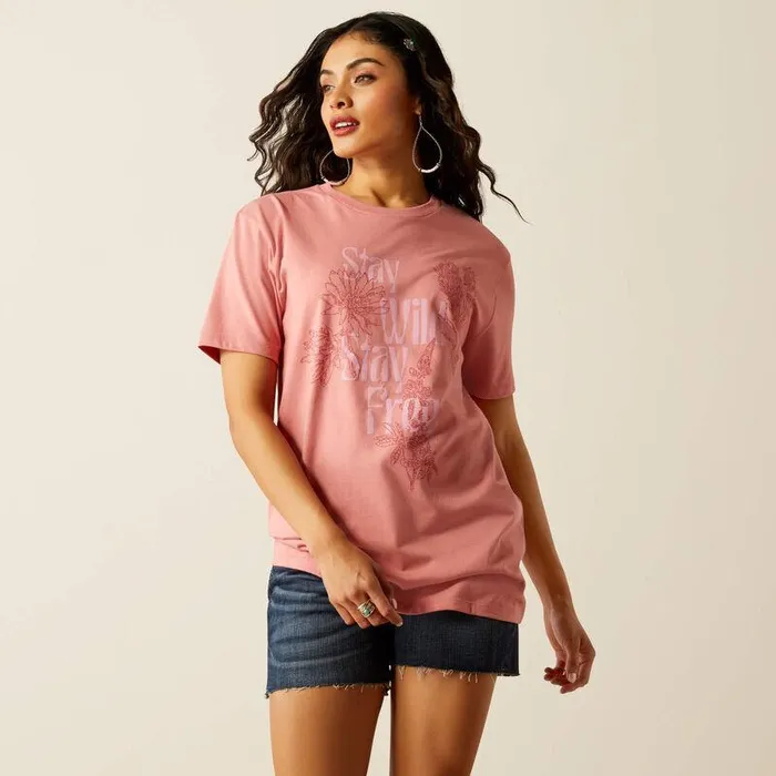 Women TShirts and Tops Ariat Ariat Stay Wild SS TShrt Dusty Rose