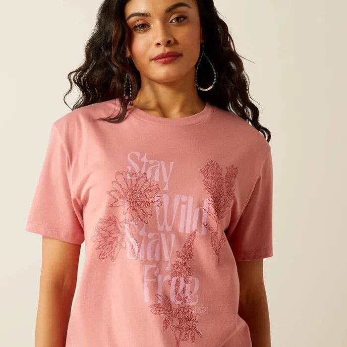 Women TShirts and Tops Ariat Ariat Stay Wild SS TShrt Dusty Rose