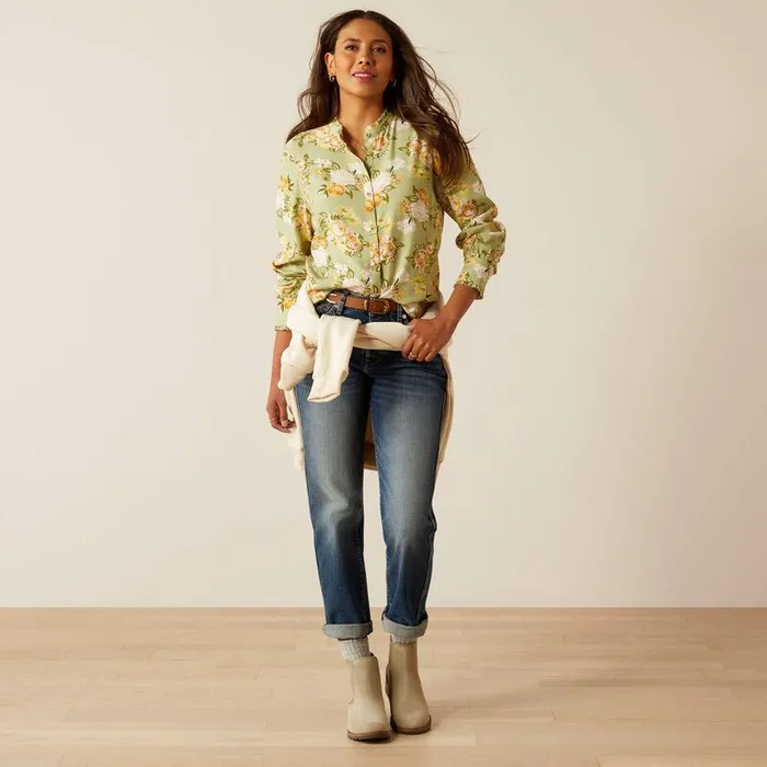 Women TShirts and Tops Ariat Clarion Blouse Rosegarden Print