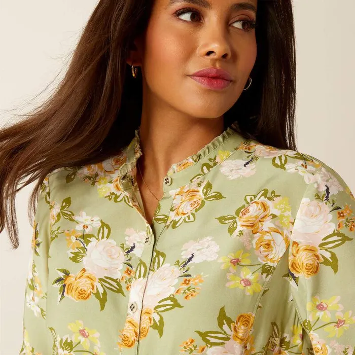 Women TShirts and Tops Ariat Clarion Blouse Rosegarden Print