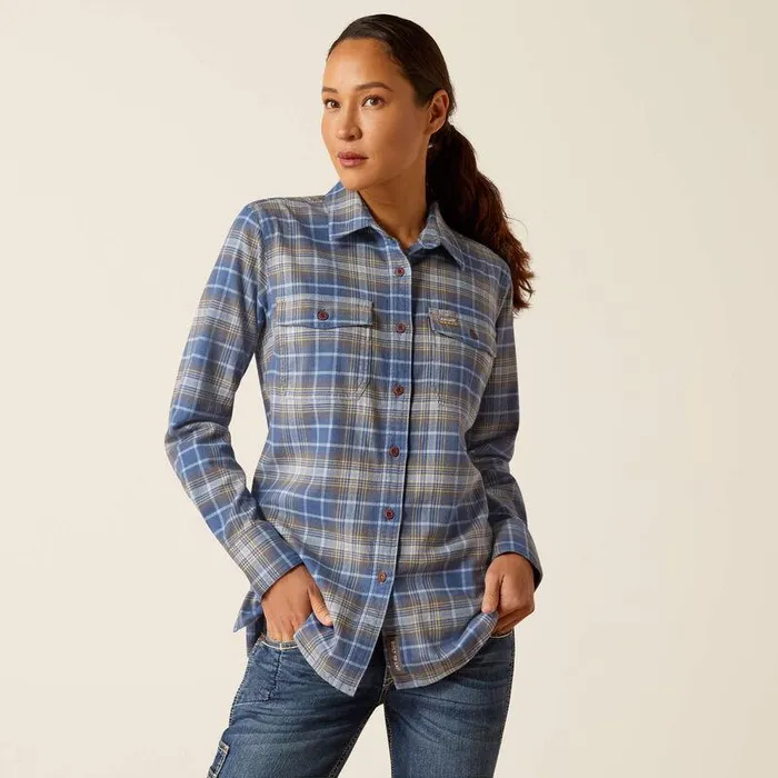 Women TShirts and Tops Ariat Rebar Flannel DuraStretch Work Shirt True Navy
