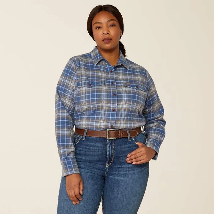 Women TShirts and Tops Ariat Rebar Flannel DuraStretch Work Shirt True Navy