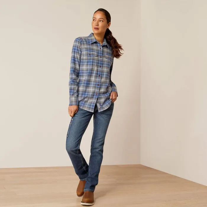 Women TShirts and Tops Ariat Rebar Flannel DuraStretch Work Shirt True Navy