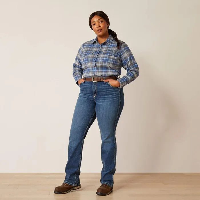 Women TShirts and Tops Ariat Rebar Flannel DuraStretch Work Shirt True Navy