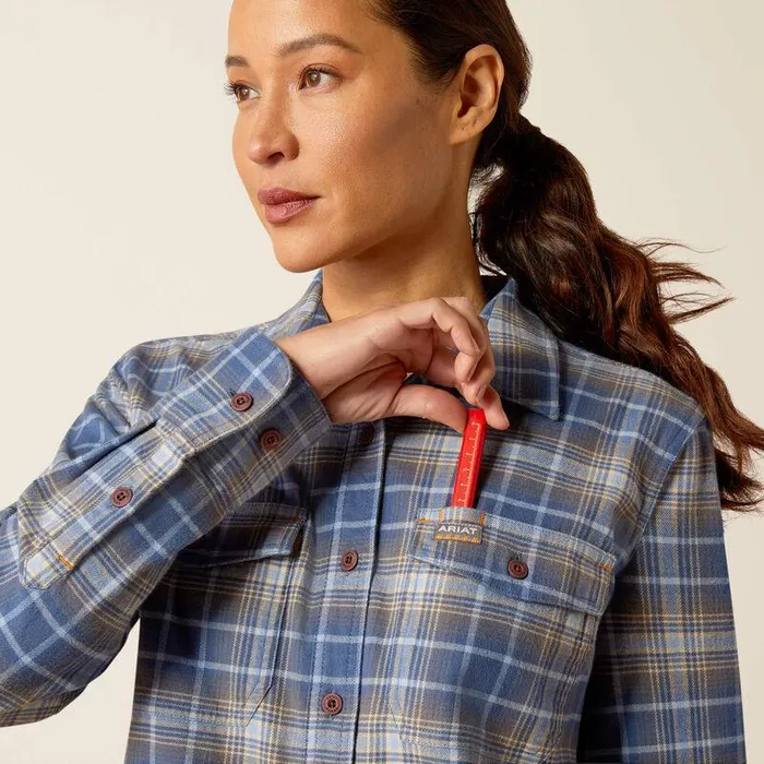 Women TShirts and Tops Ariat Rebar Flannel DuraStretch Work Shirt True Navy