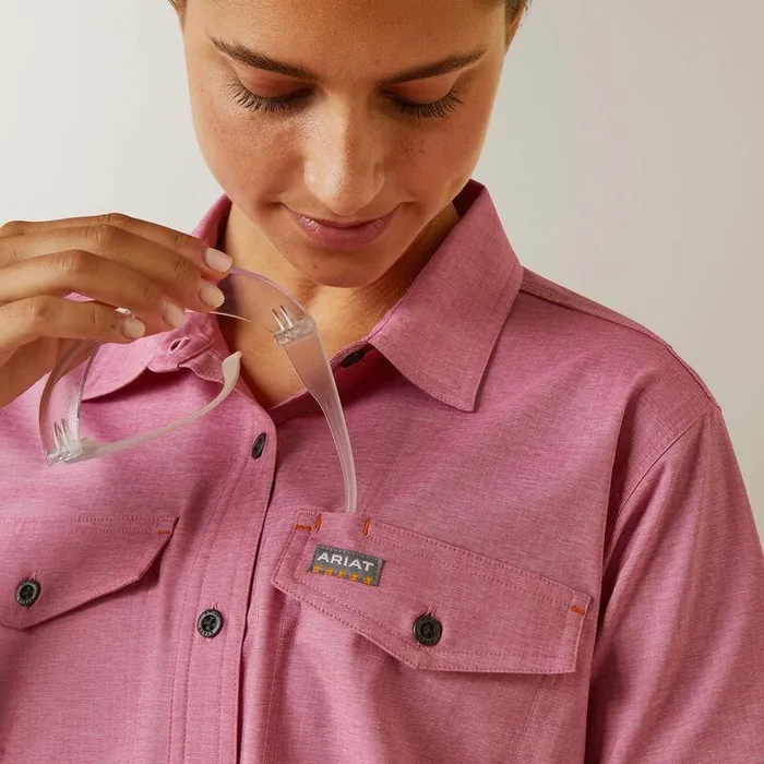 Women TShirts and Tops Ariat Rebar Made Tough VentTEK DuraStretch Work Shirt Cherry Jubilee