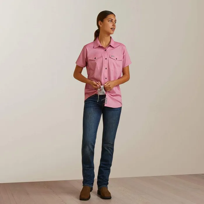 Women TShirts and Tops Ariat Rebar Made Tough VentTEK DuraStretch Work Shirt Cherry Jubilee