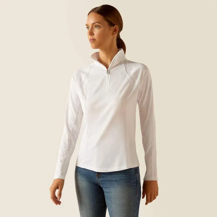 Women TShirts and Tops Ariat Sunstopper 30 14 Zip Baselayer White