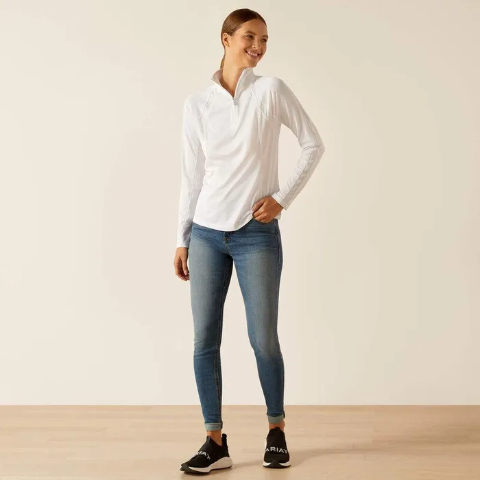 Women TShirts and Tops Ariat Sunstopper 30 14 Zip Baselayer White