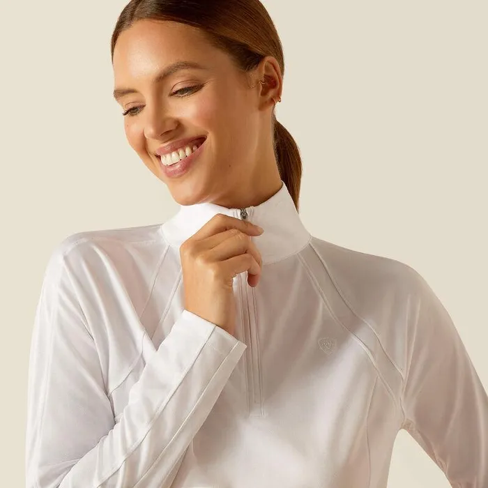 Women TShirts and Tops Ariat Sunstopper 30 14 Zip Baselayer White