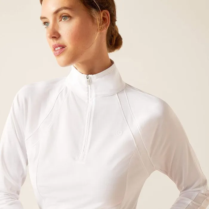Women TShirts and Tops Ariat Sunstopper 30 14 Zip Baselayer White
