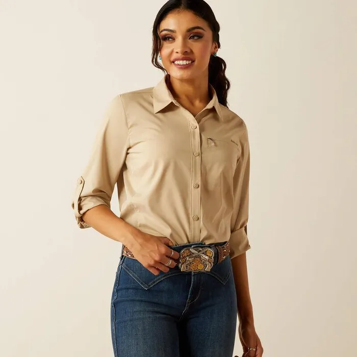 Women TShirts and Tops Ariat VentTEK Stretch Shirt White Pepper