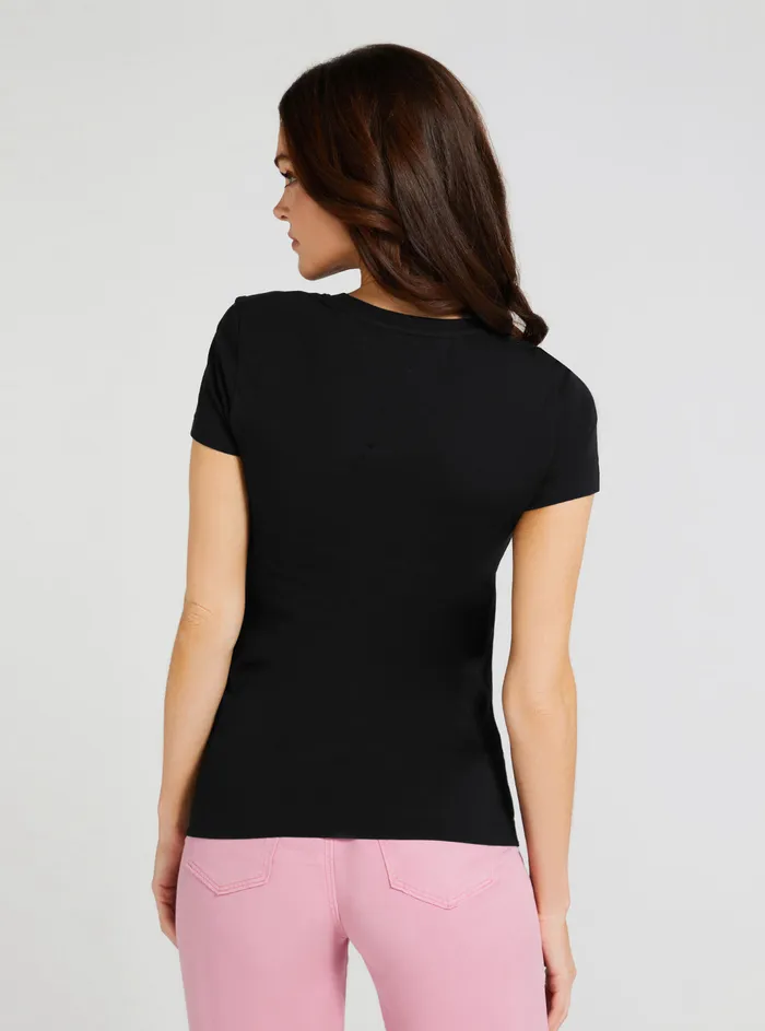 Women Tees and Tanks GUESS Eco Black Flowers Logo Tshirt Women Tees and Tanks GUESS Eco Black Flowers Logo Tshirt