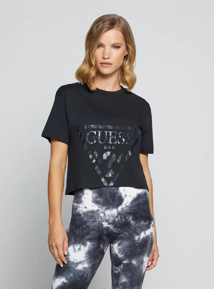 Women Tees and Tanks GUESS Eco Blue Adele Active Crop Tshirt