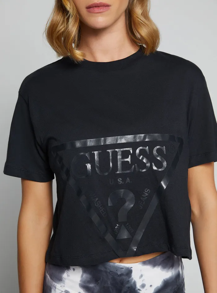 Women Tees and Tanks GUESS Eco Blue Adele Active Crop Tshirt