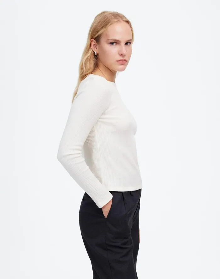 Women Tees Madewell Boatneck LongSleeve Tee Antique Cream