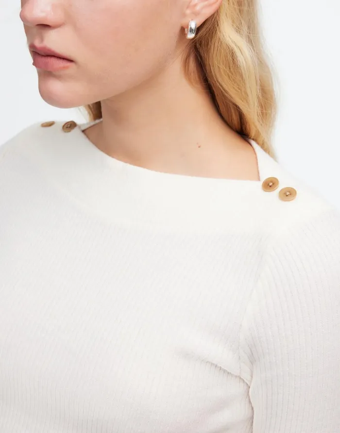 Women Tees Madewell Boatneck LongSleeve Tee Antique Cream