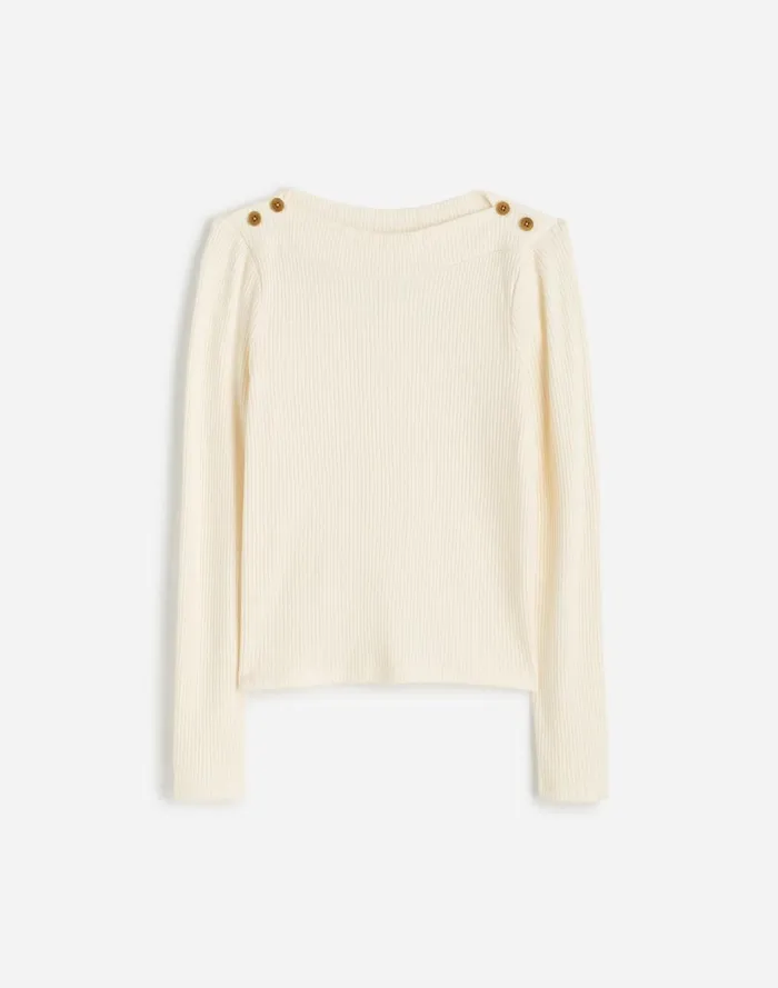 Women Tees Madewell Boatneck LongSleeve Tee Antique Cream