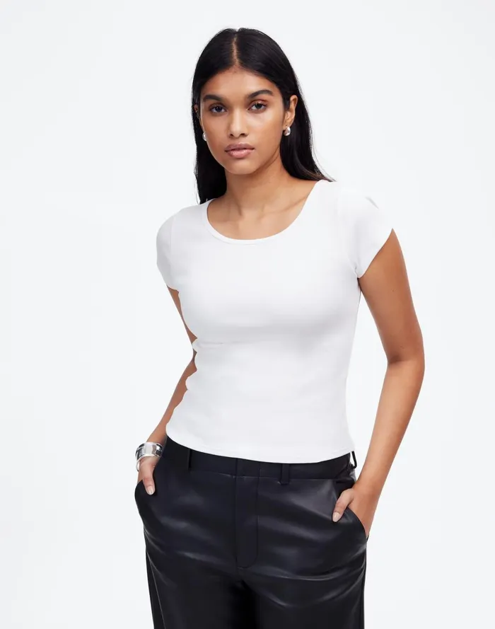 Women Tees Madewell Regenerative Cotton Ribbed CapSleeve Tee White