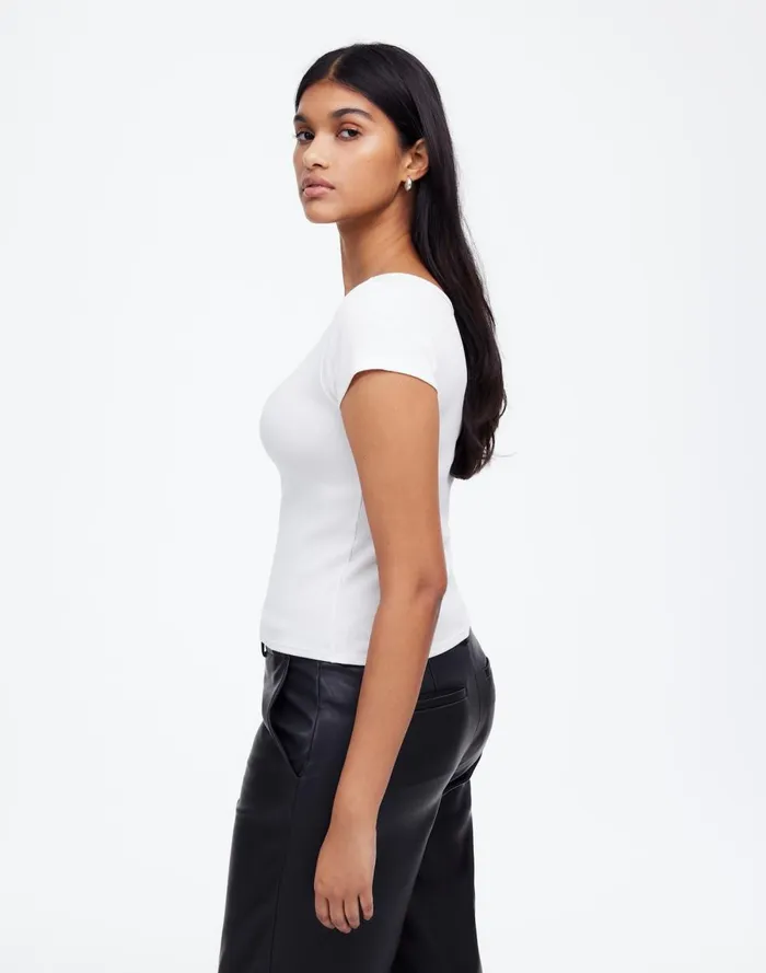 Women Tees Madewell Regenerative Cotton Ribbed CapSleeve Tee White