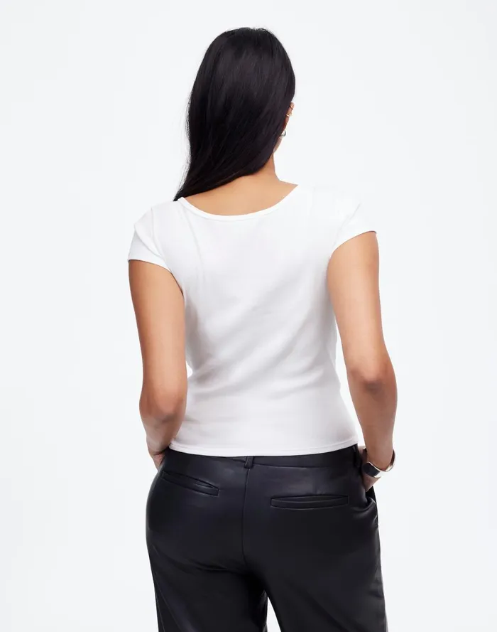 Women Tees Madewell Regenerative Cotton Ribbed CapSleeve Tee White