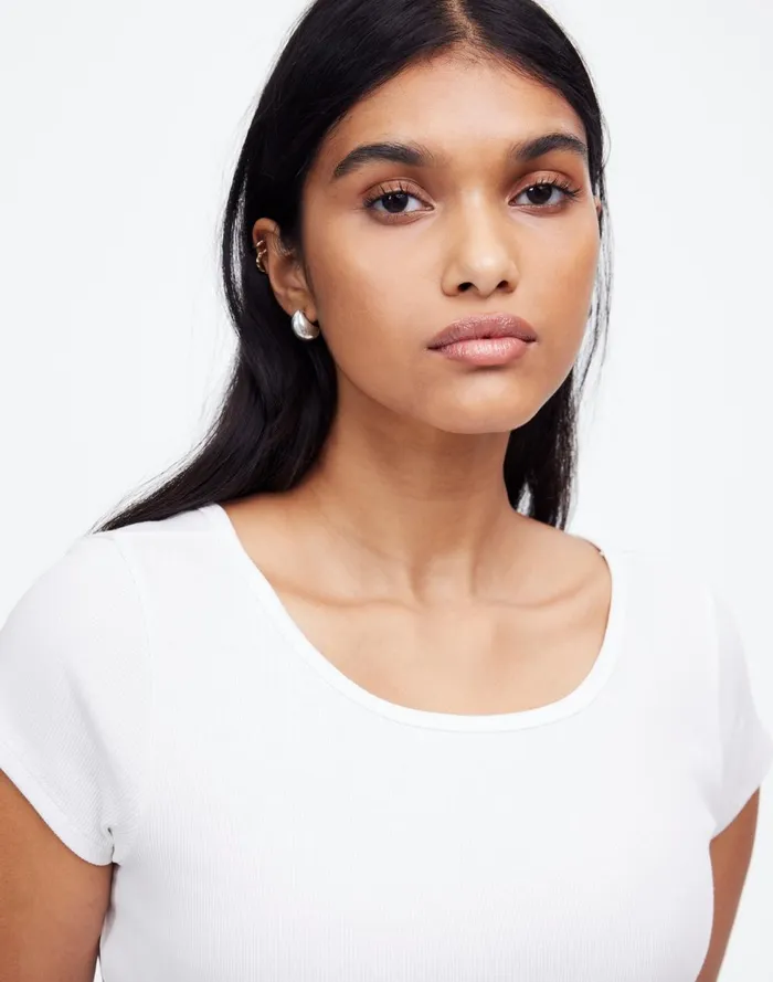 Women Tees Madewell Regenerative Cotton Ribbed CapSleeve Tee White