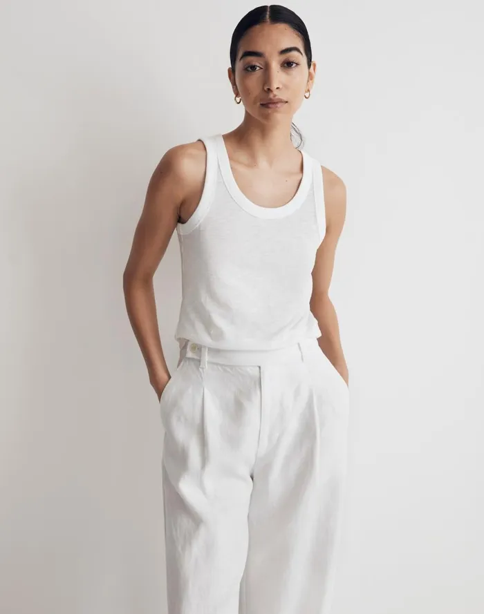 Women Tees Madewell Whisper Cotton Scoopneck Tank Top Optic White