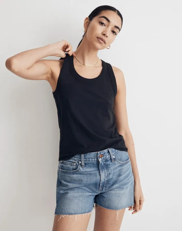 Women Tees Madewell Whisper Cotton Scoopneck Tank Top True Black