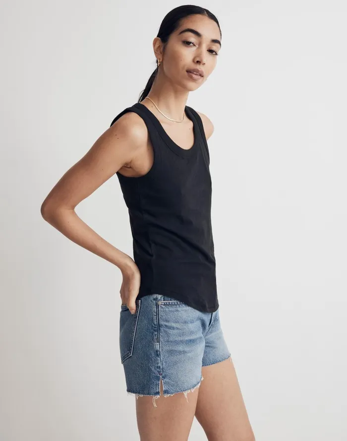 Women Tees Madewell Whisper Cotton Scoopneck Tank Top True Black
