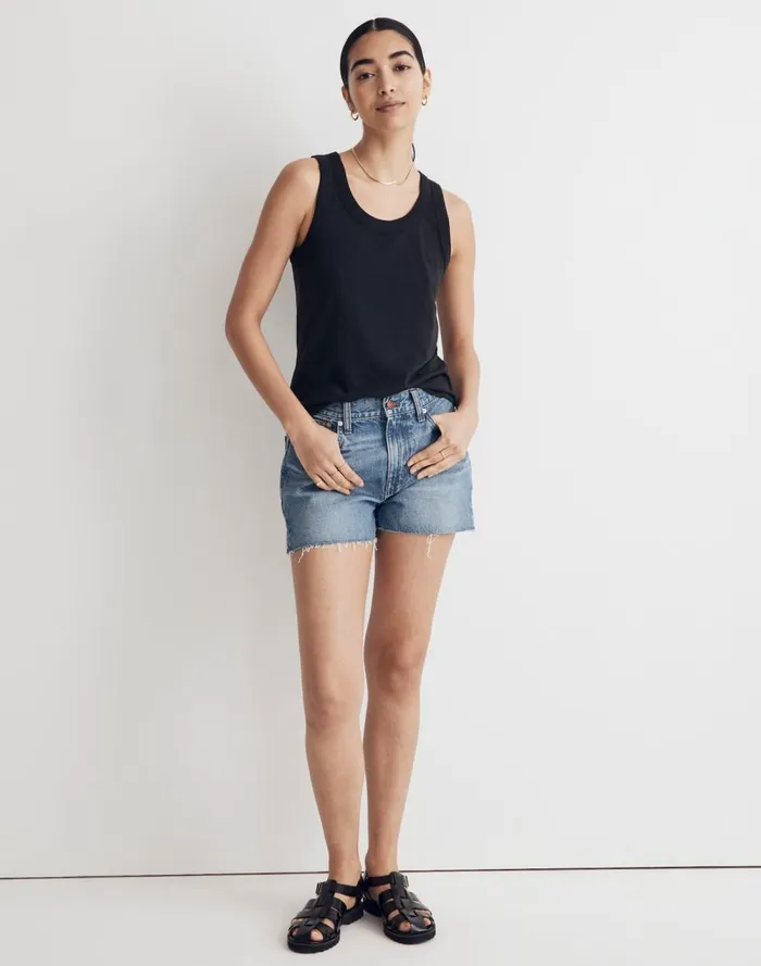 Women Tees Madewell Whisper Cotton Scoopneck Tank Top True Black