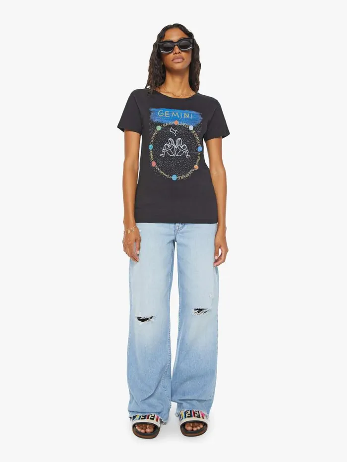 Women Tees Tanks Mother Denim Gemini Zodiac Tee Black