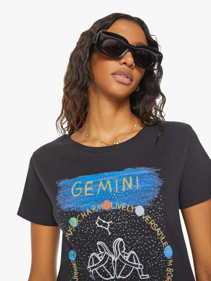 Women Tees Tanks Mother Denim Gemini Zodiac Tee Black