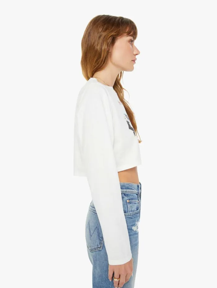 Women Tees Tanks Mother Denim Haute Yoga Long Sleeve Crop Tee White