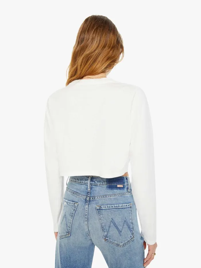 Women Tees Tanks Mother Denim Haute Yoga Long Sleeve Crop Tee White