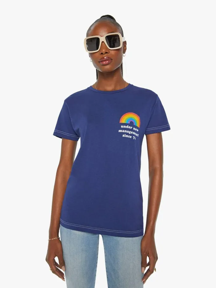 Women Tees Tanks Mother Denim Rainbow Management Tee Navy