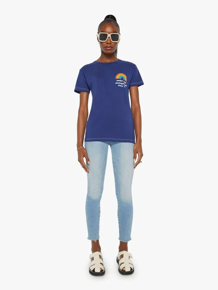 Women Tees Tanks Mother Denim Rainbow Management Tee Navy